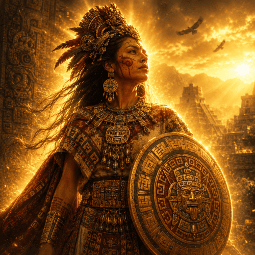 Image of Chimalma, Aztec goddess associated with fertility and life.