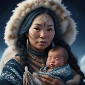 Image of Pukkeenegak, Inuit goddess of sea mammals.