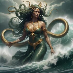 Image of Tiamat, primordial chaos dragon goddess from Mesopotamian mythology.