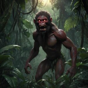 Image of Genderuwo, a hairy forest-dwelling spirit from Javanese mythology.