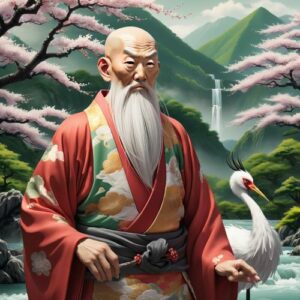 Image of Fukurokuju, Japanese god of wisdom, longevity, and happiness.