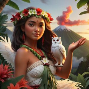 Image of Hi'laka, forest spirit from Hawaiian mythology.