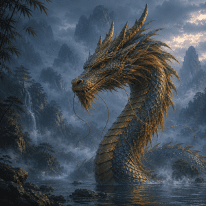 The Chinese Dragon of the East, Qinglong emerging from water