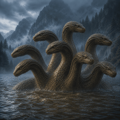 Image of Yamata no Orochi, the legendary eight-headed Japanese serpent.