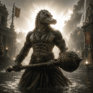Image of the legendary son Makardhwaja, born of Hanuman, known for his valor and devotion.