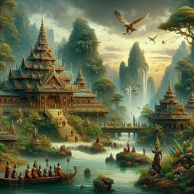 South East Asian_ Image with traditional motifs representing South East Asian Mythology