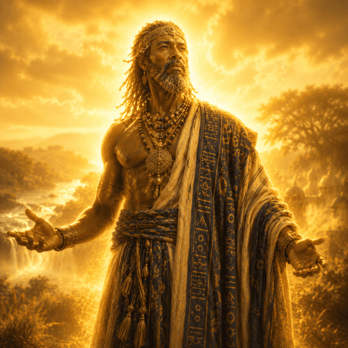 Bemba depicted as a creator god embodying strength, courage, and cultural heritage.