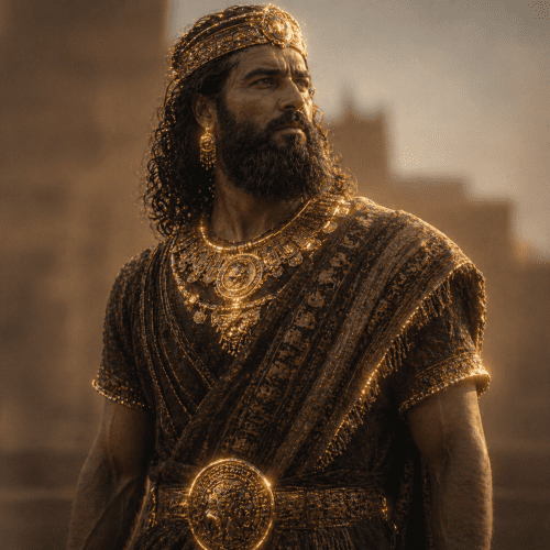 Giglamesh depicted in dynamic art as a heroic warrior king embodying strength, courage, and legendary conquest.