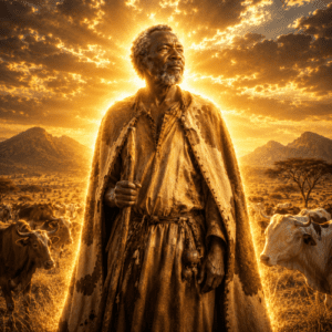 The Herero creator god Ndjambi standing in the Namibian plain