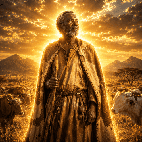 The Herero creator god Ndjambi standing in the Namibian plain