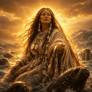 Sedna surrounded by marine life