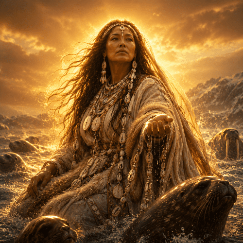 Sedna surrounded by marine life