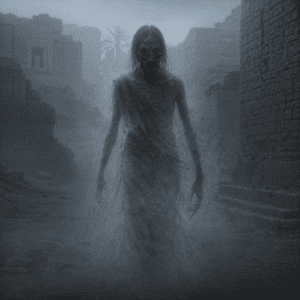 Gallu_ depicted in dark mythic art as a shadowy demon embodying chaos, fear, and underworld power.