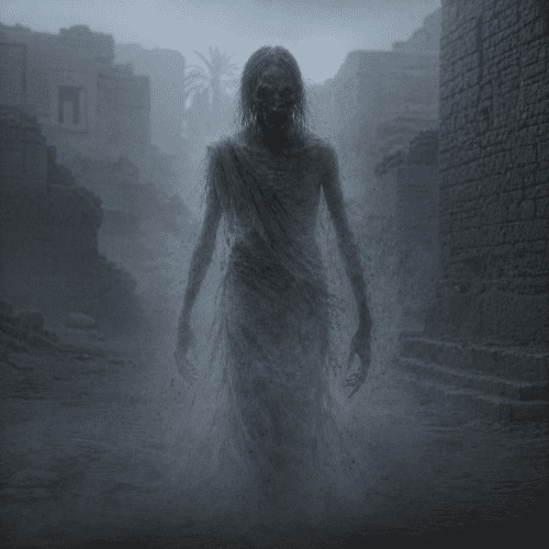 Gallu_ depicted in dark mythic art as a shadowy demon embodying chaos, fear, and underworld power.