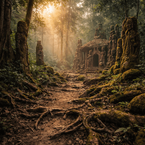 Osun-Osogbo Sacred Grove as a sacred forest symbolizing fertility, spirituality, and living Yoruba tradition.