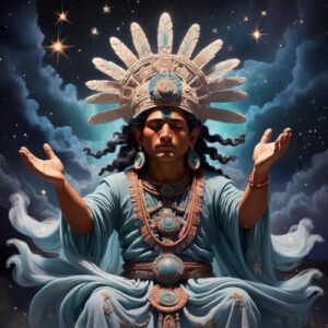 Pecala depicted in mythic art as a mysterious woodland entity symbolizing nature, protection, and hidden power.