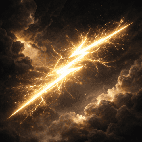 Zeus's thunderbolt symbolizing divine power and authority.