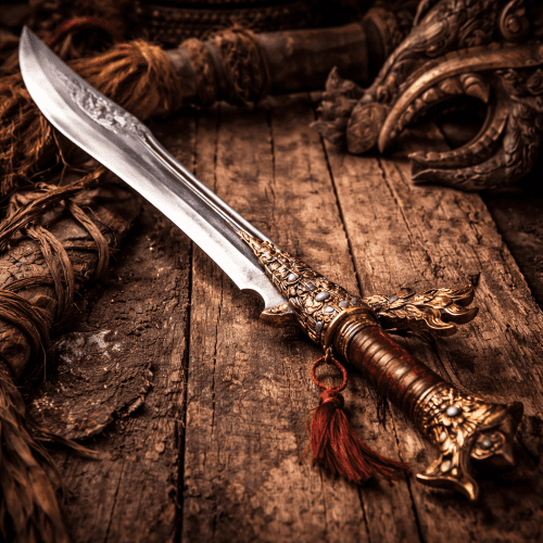 Kampilan depicted in mythic art as a legendary blade symbolizing valor, honor, and warrior prowess.