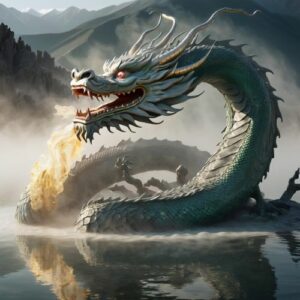 "Luu, the Water Dragon, gliding through with glistening scales."