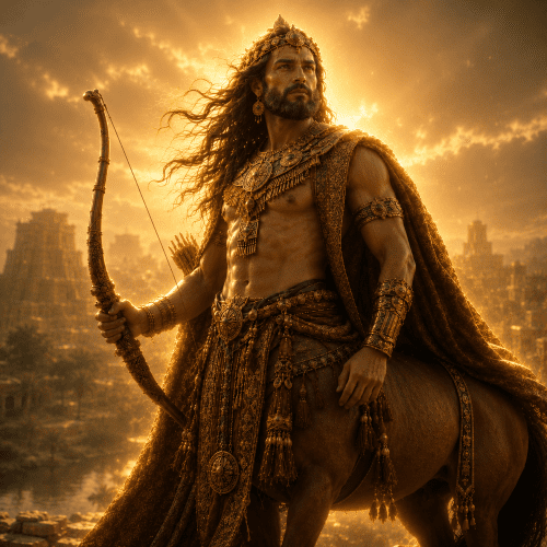 Mythical image of Pabilsag, Mesopotamian warrior deity associated with strength and battle.