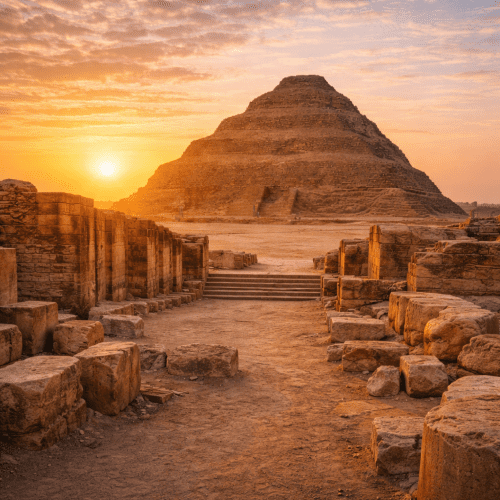 Image of the Step Pyramid of Saqqara, one of Egypt&rsquo;s oldest pyramids.