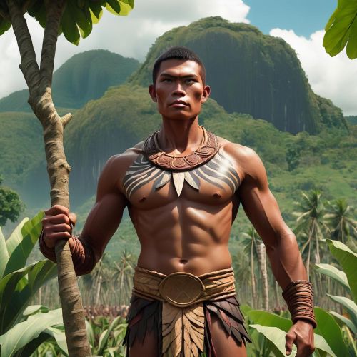 Illustration of Baltog, the First Hero standing tall .