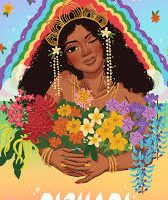 Mythlok - Bighari art Artwork of Bighari, illustrated by a swirl of detailed flowers, capturing her gentle and divine aura.