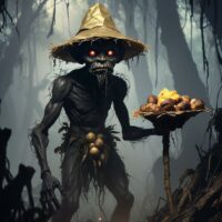 Mythlok - Black Duwende Digital image depicting the sinister Black Duwende in a dark setting