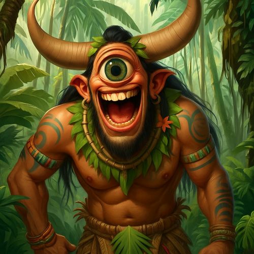 Depiction of Bungisngis, the laughing cyclops of Filipino folklore, known for its great strength and single eye