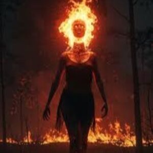 Fiery head of Cumacanga blazing through the night sky.