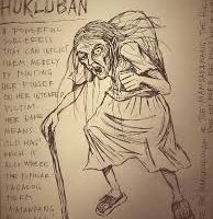 Mythlok - Hukluban drawing Rough sketch of Hukluban, with minimal detail and a stark, eerie presence.