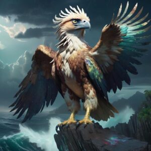 Manaul perched high, symbolizing creation and power.