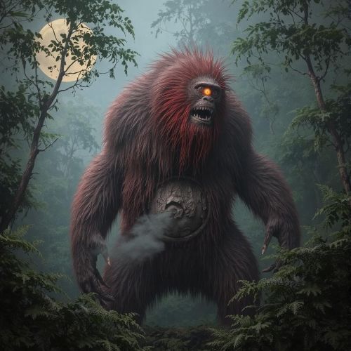 Mapinguari : The Brazilian Bigfoot Depiction of Mapinguari, a giant mythical creature from Amazonian folklore with a single eye and large claws