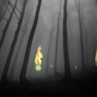 Ignes,Fatui,(or,Will-o'-the-wisp).,Flickering,Phosphorescent,Light,Seen,At,Night Illustration of Santelmo, the mythical fireball spirit from Philippine folklore