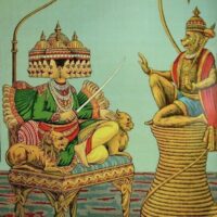 Mythlok - Angada painting Angada sitting in front of Ravana