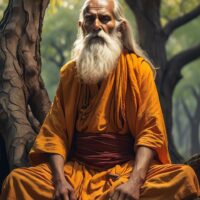 Rishi Atri sitting in a forest