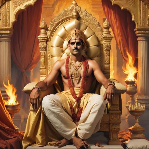 King Bharata on his throne