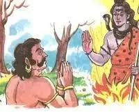 Mythlok - Bhasmasura with Shiva Painting of Bhasmasura being blessed by Lord Shiva