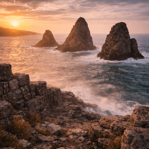 the Cyclopian Isles in the golden hour