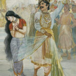 Mythlok - Dushasana painting Painting showing Dushasana disrobing Draupadi