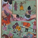 Mythlok - Dushasana traditional Traditional painting showing death of Dushasana