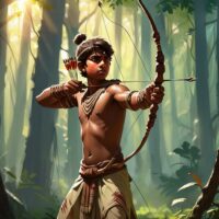 Mythlok - Eklavya Eklavya from Indian mythology: a young tribal prince in forest attire