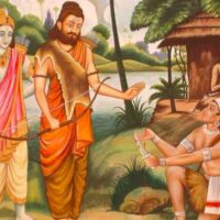 Mythlok - Eklavya painting A painting of the Indian warrior Eklavya with Dronacharya