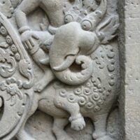 Mythlok - Gaja Simha carving Wall carving of the Indian hybrid Gajasimha