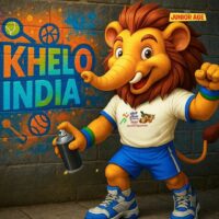 Mythlok - Gaja Simha mascot Indian hybrid Gajasimha as mascot for Khelo India