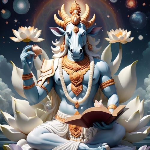 Hayagriva, the horse-headed avatar of Vishnu, seated on a white lotus