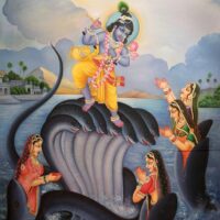 Mythlok - Kaliya Naag art Painting of Krishna dancing on the head of Kaliya Naag