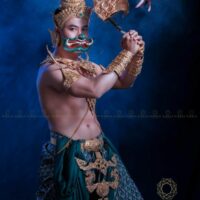 Mythlok - Ream Eyso cosplay An actor doing cosplay of the Cambodian Thunder god Ream Eyso