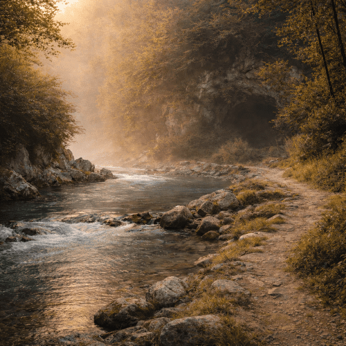 Beside the turquoise waters of the Acheron River