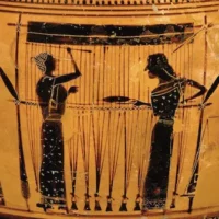 Mythlok - Arachne ancient Ancient pottery art depicting the story of Arachne